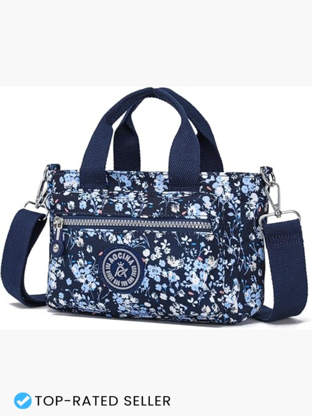 Small Nylon Tote Bag With Zipper Crossbody Purse Lightweight Everyday Multi